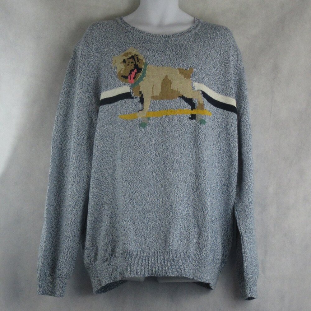 Club Room Men's Cute Skateboard Dog Pullover Sweater, Light Blue